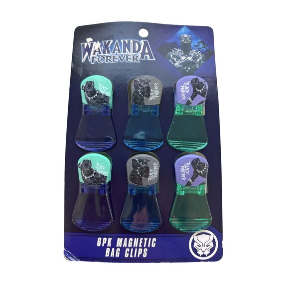 Marvel Other - Black Panther Wakanda Forever 6pk Magnetic Bag Clips